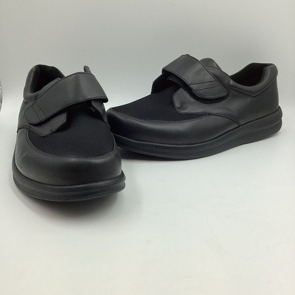 PW Minor Men 13 3W Natural Strap Orthopedic Diabetic Shoes Black Leather Sneaker